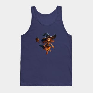 Halloween Witch On Broomstick Tank Top